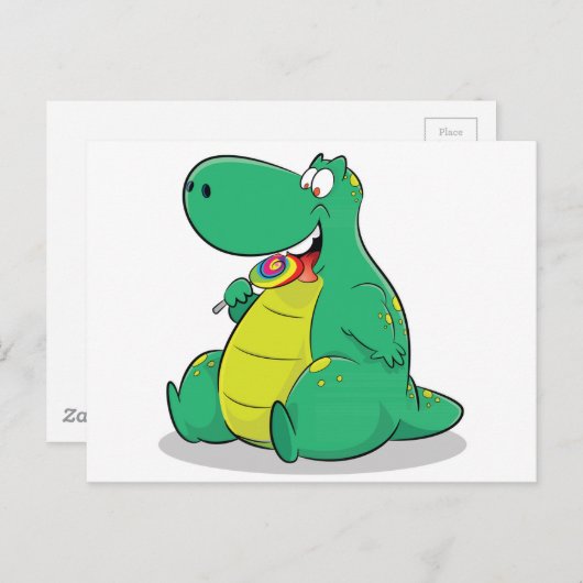 Cute dinosaur-snoep briefkaart (Voorkant / Achterkant)