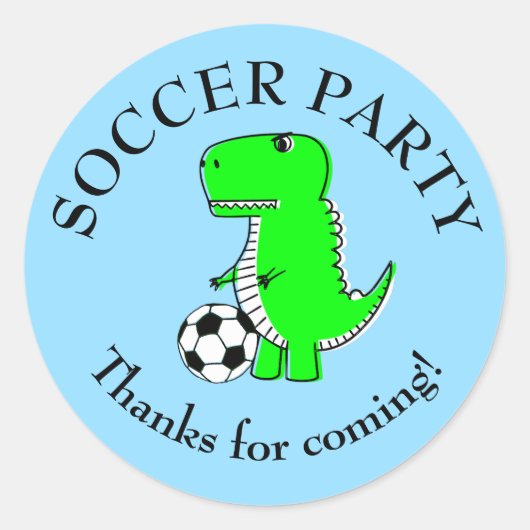 Cute Dinosaur Soccer Party Ronde Sticker (Voorkant)