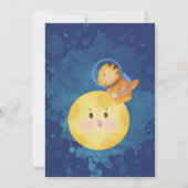 Cute Dinosaur Space Two the Moon Birthday Kaart (Achterkant)