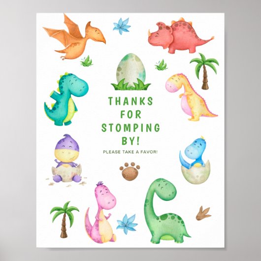 Cute Dinosaur Spinosaur Birthday Party Poster (Voorkant)