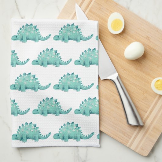 Cute Dinosaur Stegosaurus-patroon Theedoek (Quarter Fold)
