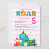 Cute Dinosaur Stomp Chomp and roar Birthday Girl Kaart (Voorkant)