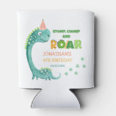 Cute Dinosaur Stomp Chomp Roar Birthday Blikjeskoeler (Achterkant)