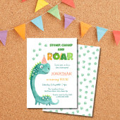 Cute Dinosaur Stomp Chomp Roar Birthday Kaart