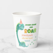 Cute Dinosaur Stomp Chomp Roar Birthday Papieren Bekers (Achterkant)