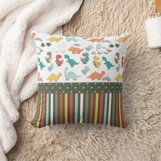 Cute Dinosaur Stripe Pattern Kinder Kussen (Deken)