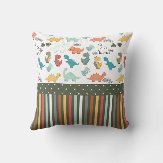 Cute Dinosaur Stripe Pattern Kinder Kussen (Achterkant)
