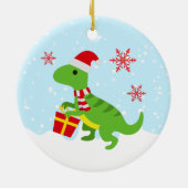 Cute Dinosaur T-Rex Baby's Eerste Kerstmis Keramisch Ornament (Achterkant)