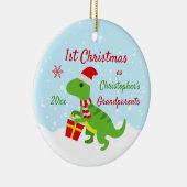 Cute Dinosaur T-Rex grootouders Eerste Kerstmis Keramisch Ornament (Rechts)