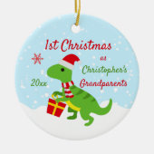 Cute Dinosaur T-Rex grootouders Eerste Kerstmis Keramisch Ornament (Voorkant)