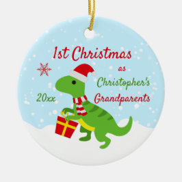 Cute Dinosaur T-Rex grootouders Eerste Kerstmis Keramisch Ornament