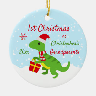 Cute Dinosaur T-Rex grootouders Eerste Kerstmis Keramisch Ornament
