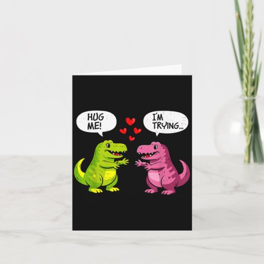 Cute Dinosaur T Rex Hug Valentines Day Couple Boyf Kaart (Voorkant)