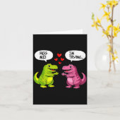 Cute Dinosaur T Rex Hug Valentines Day Couple Boyf Kaart (Gele Bloem)
