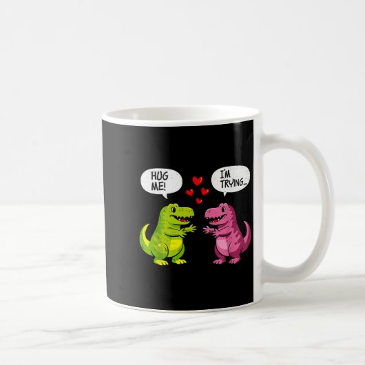 Cute Dinosaur T Rex Hug Valentines Day Couple Boyf Koffiemok (Rechts)