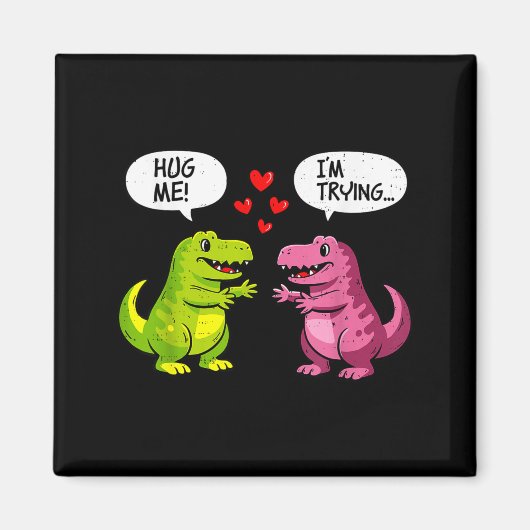 Cute Dinosaur T Rex Hug Valentines Day Couple Boyf Magneet (Voorkant)