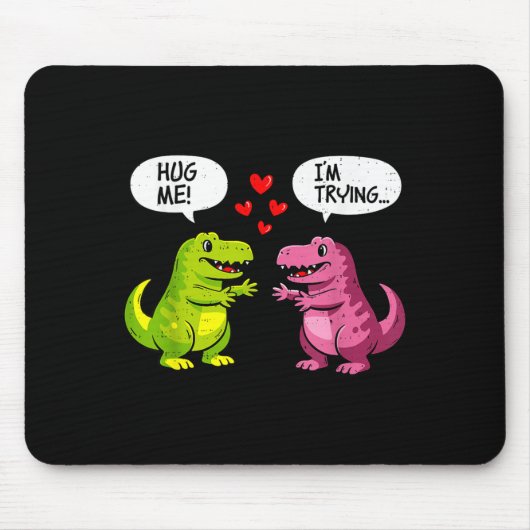 Cute Dinosaur T Rex Hug Valentines Day Couple Boyf Muismat (Voorkant)