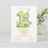 Cute Dinosaur Thema 1e Verjaardag Kaart (Staand voorkant)