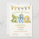 Cute Dinosaur Thema 2e Verjaardag Kaart (Voorkant)