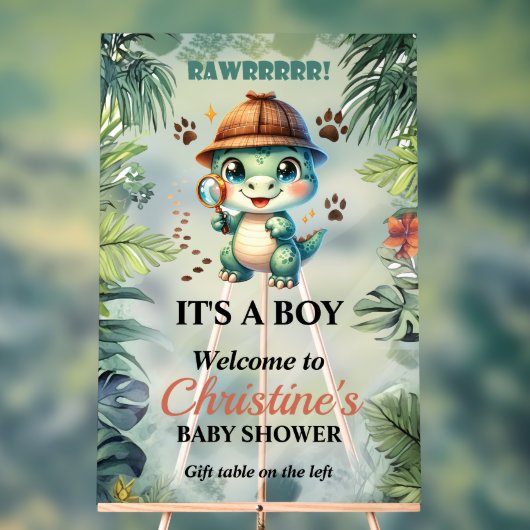 Cute Dinosaur Thema Baby Shower Schuimplaat Bord (Neutraal)