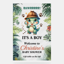 Cute Dinosaur Thema Baby Shower Schuimplaat Bord