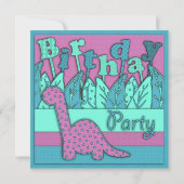 Cute Dinosaur Theme Birthday Party - Turquoise Kaart (Achterkant)