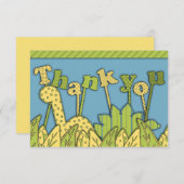Cute Dinosaur Theme Flat Bedankt Opmerking Notitiekaartje (Voorkant / Achterkant)