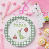 Cute Dinosaur Three-rex Birthday Papieren Bordje (Feest)