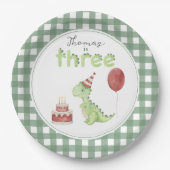 Cute Dinosaur Three-rex Birthday Papieren Bordje (Voorkant)