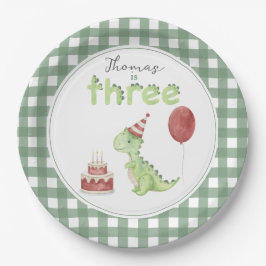 Cute Dinosaur Three-rex Birthday Papieren Bordje