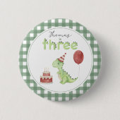 Cute Dinosaur Three-rex Birthday Ronde Button 5,7 Cm (Voorkant)