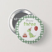 Cute Dinosaur Three-rex Birthday Ronde Button 5,7 Cm (Voorkant /achterkant)