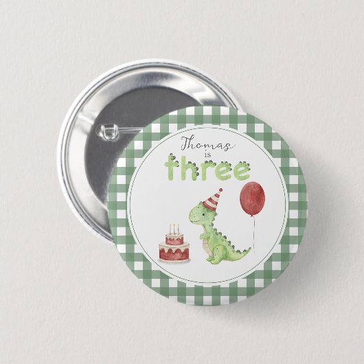Cute Dinosaur Three-rex Birthday Ronde Button 5,7 Cm (Voorkant /achterkant)