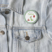 Cute Dinosaur Three-rex Birthday Ronde Button 5,7 Cm (In situ)