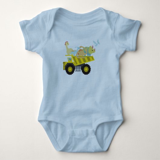 Cute Dinosaur Tractor vrachtwagen jongens verjaard Romper (Voorkant)