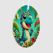 Cute Dinosaur Tropische Jungle Kerst Ornament (voorkant)