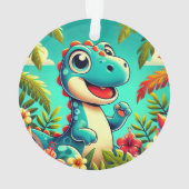 Cute Dinosaur Tropische Jungle Kerst Ornament (achterkant)