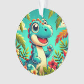 Cute Dinosaur Tropische Jungle Kerst Ornament (voorkant)