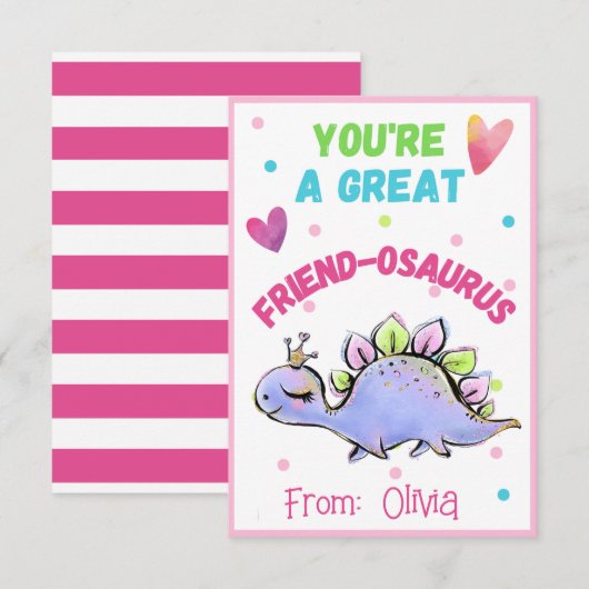 Cute Dinosaur Valentijn Kaart voor Kind Friend-Osa Notitiekaartje (Voorkant / Achterkant)