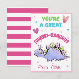 Cute Dinosaur Valentijn Kaart voor Kind Friend-Osa Notitiekaartje
