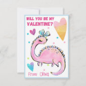 Cute Dinosaur Valentijn Kaart voor kinderen Notitiekaartje (Voorkant)
