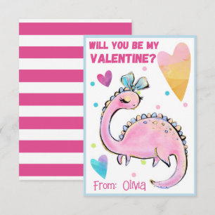 Cute Dinosaur Valentijn Kaart voor kinderen Notitiekaartje