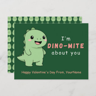 Cute Dinosaur Valentine’s Day Card – I’m Dino-Mite Feestdagenkaart