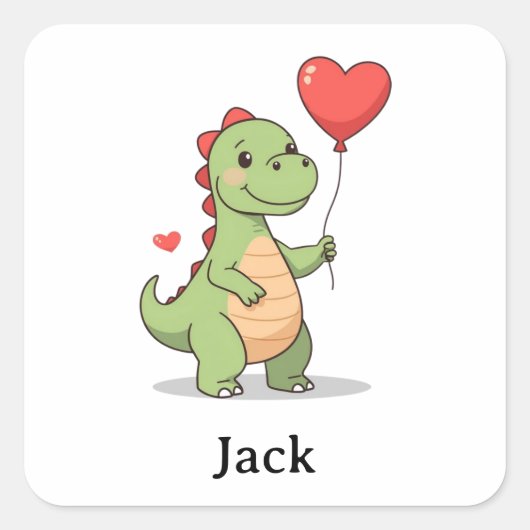 Cute Dinosaur Valentine Sticker for Boys (Voorkant)