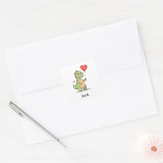 Cute Dinosaur Valentine Sticker for Boys (Envelop)