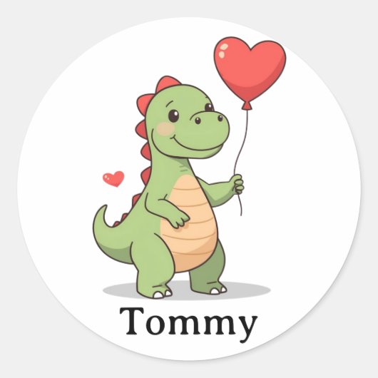 Cute Dinosaur Valentine Sticker for Boys (Voorkant)