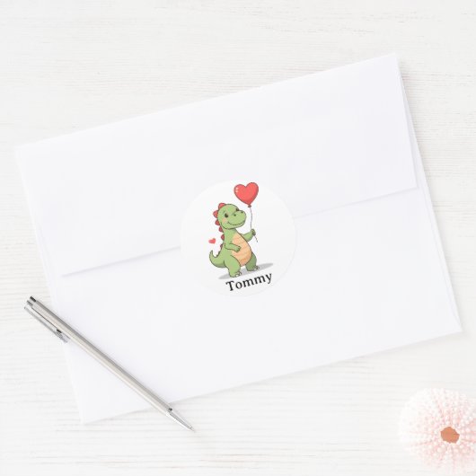 Cute Dinosaur Valentine Sticker for Boys (Envelop)