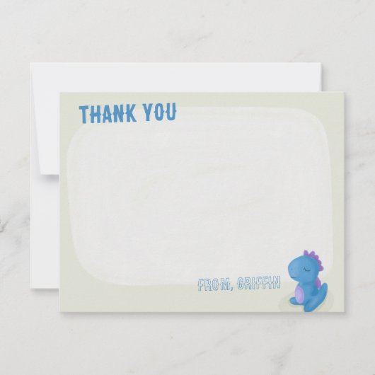 Cute Dinosaur Verjaardag Bedankkaartjes Bedankkaart (Voorkant)