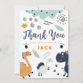 Cute Dinosaur Verjaardag Bedankt Kaart (Voorkant)
