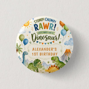 Cute Dinosaur Verjaardag Knop Speld Ronde Button 3,2 Cm